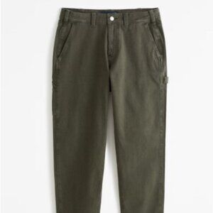 Men's Loose Workwear Jean - Olive Green - Abercrombie & Fitch